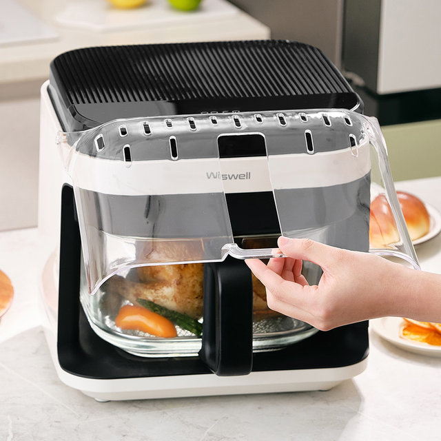 글로시업 저소음 에어프라이어 5.5L 유리 글라스 바스켓 프라이기 WTA8550