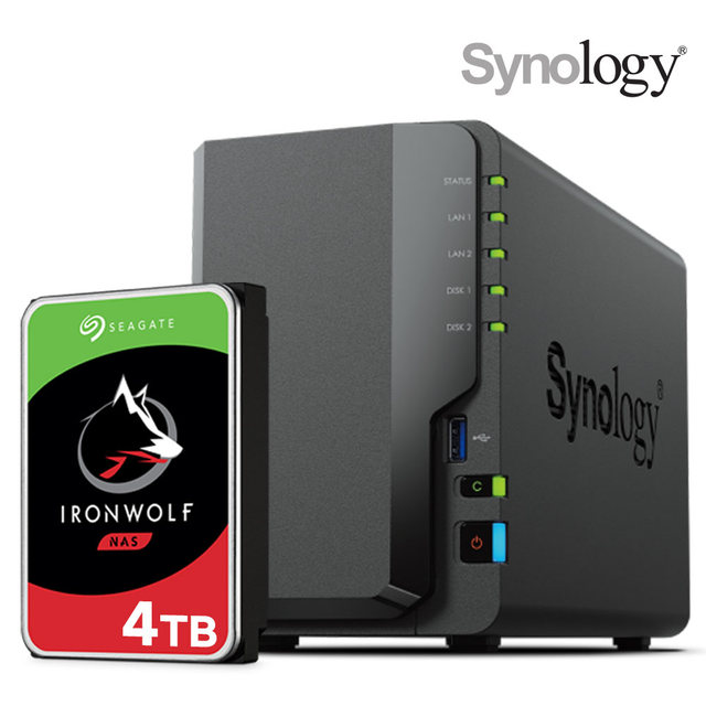 시놀로지 나스 DS224+2Bay NAS 아이언울프 4TBX1 하드디스크 합본