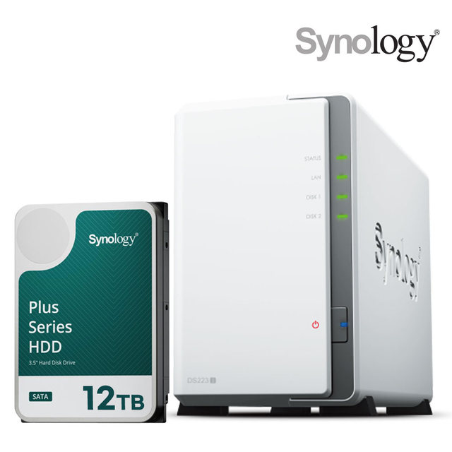 시놀로지 나스 DS223j 2Bay NAS HAT3310 12TBX1EA 하드디스크 합본