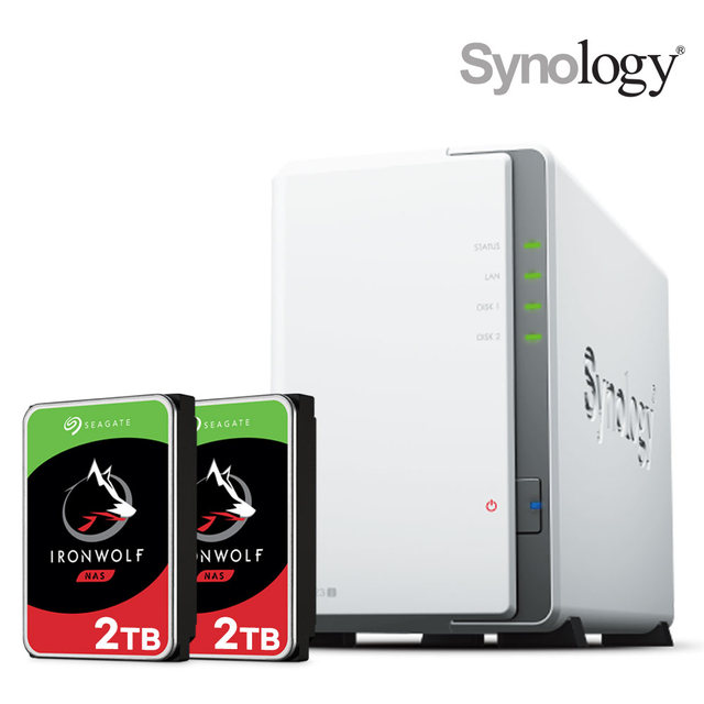 시놀로지 나스 DS223j 2Bay NAS 아이언울프 2TBX2EA 하드디스크 합본