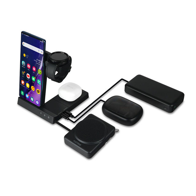 NV184-MWC10 6IN1 애플워치 갤럭시워치 에어팟 버즈 무선충전기 블랙