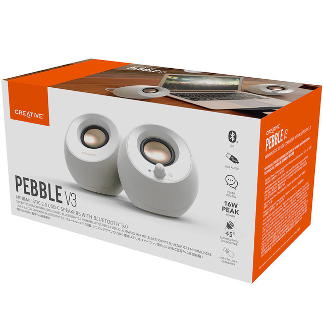 [크리에이티브] PEBBLE V3 블루투스 지원 스피커 (화이트)