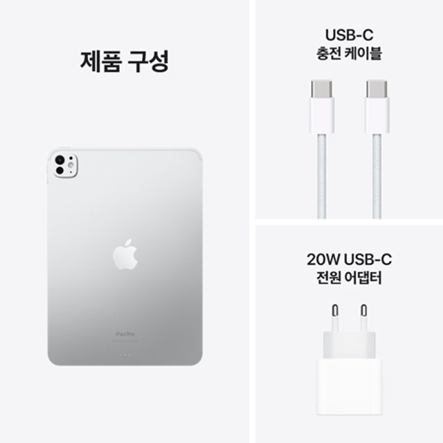아이패드 프로 11 M4 Wi-Fi 256GB 스탠다드 글래스 - 실버 [MVV93KH/A]
