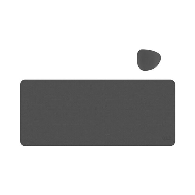 지클릭커 가죽 장패드 데스크 매트 with 티코스터 챠콜 그레이