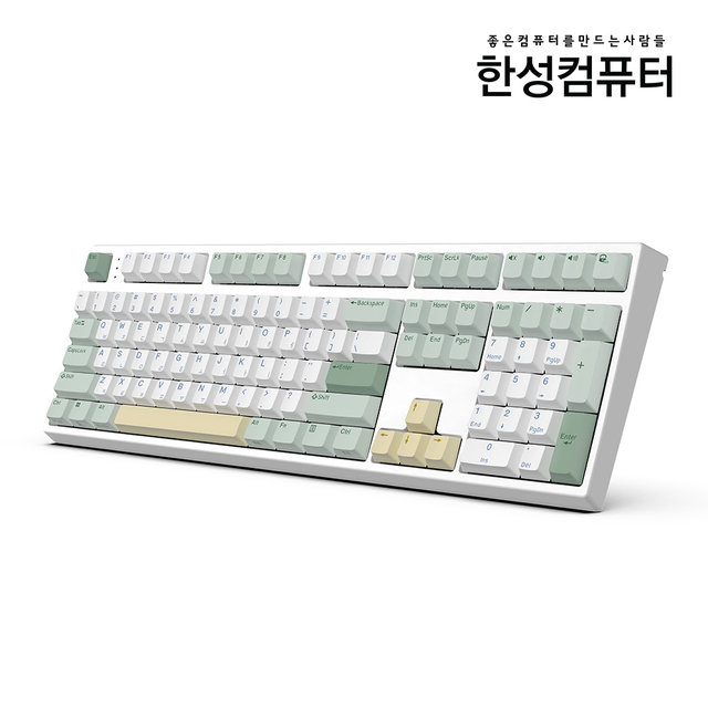 한성컴퓨터 GK787SE OfficeMaster 기계식 뽀송 [말차 크림 38g] 풀배열 저소음 윤활 사무용 키보드