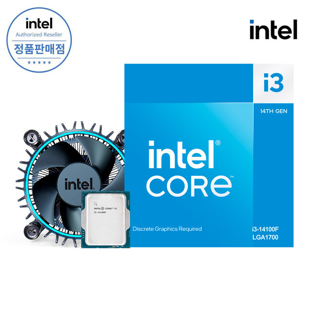인텔 14세대 CPU 코어 i3-14100f 랩터레이크-R 정품박스