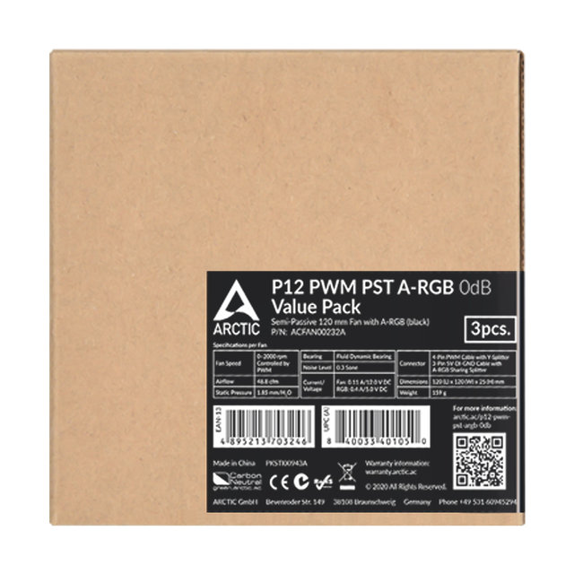 [서린공식] ARCTIC P12 PWM PST ARGB 블랙 VALUE 3팩