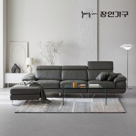 [비밀특가] 베스테 천연면피 가죽 4인 소파+스툴