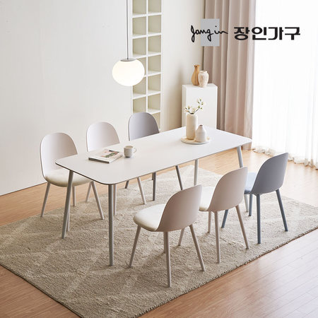 [비밀특가]벨노아 포세린 세라믹 테이블 6인용 1800 벨벳체어 세트_(테이블+패브릭 체어 6개)