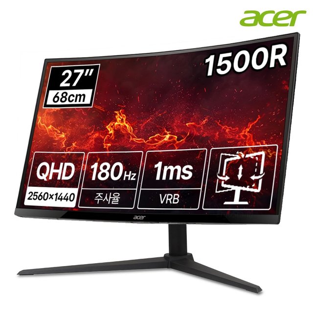 [한성] 에이서 니트로 XZ270U S3 1500R QHD 180Hz 68cm 커브드 27 게이밍 모니터 (무결점)
