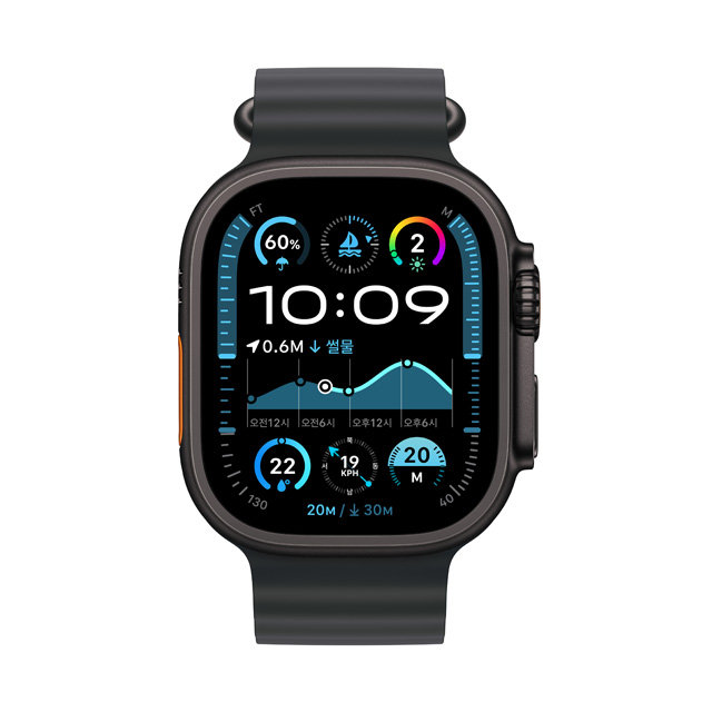 애플워치 울트라2 49mm, GPS+Cellular (블랙 티타늄, 블랙 오션밴드)-[MX4P3KH/A]