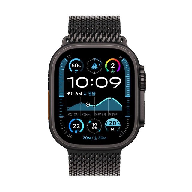 애플워치 울트라2 49mm, GPS+Cellular (블랙 티타늄, 블랙 티타늄 밀레니즈루프, M)-[MX5U3KH/A]