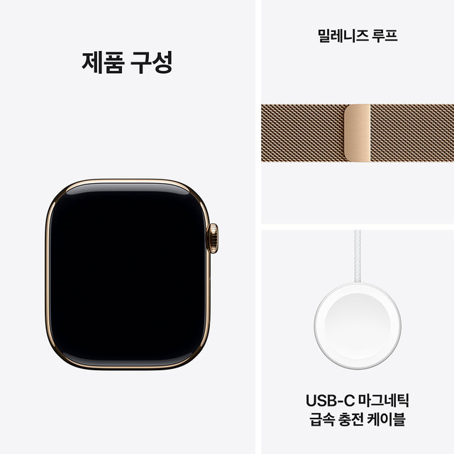 애플워치10 46mm, GPS+Cellular(골드 티타늄, 골드 밀레니즈 루프,S/M)-[MC7T4KH/A]
