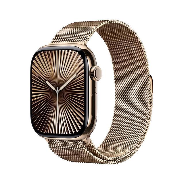 애플워치10 46mm, GPS+Cellular(골드 티타늄, 골드 밀레니즈 루프,S/M)-[MC7T4KH/A]