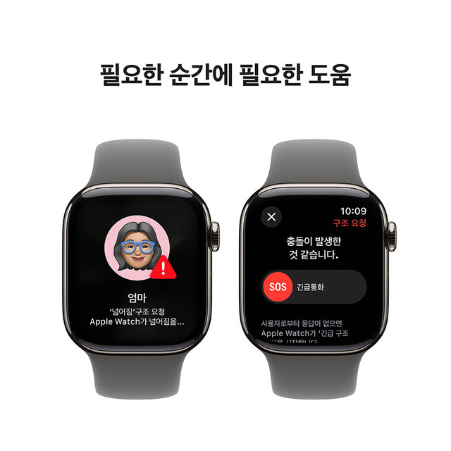애플워치10 42mm, GPS+Cellular (내추럴 티타늄, 스톤그레이 스포츠밴드, S/M) -[MWXD3KH/A]