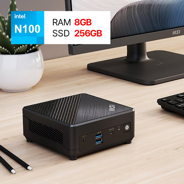 MSI 미니PC Cubi N100 ADL (RAM 8GB + NVMe 256GB + Win11 home) 베어본 컴퓨터 본체 사무용 주식용 피씨