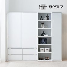 코라 1800 슬라이딩 옷장 세트 1200 서랍옷장 (행거형)+600 선반장