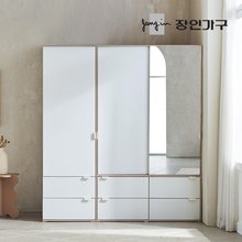 코라 1800 슬라이딩 옷장 세트 1200 거울 서랍옷장 (행거형)+600 서랍옷장