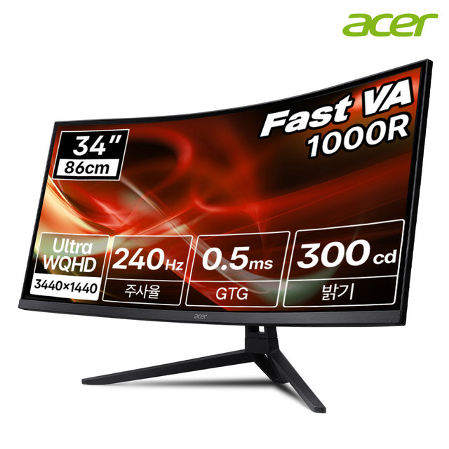 [한성] 에이서 니트로 ED343CUR X UWQHD Fast VA 240Hz 21:9 86.36cm 34 커브드 게이밍 모니터 (무결점)