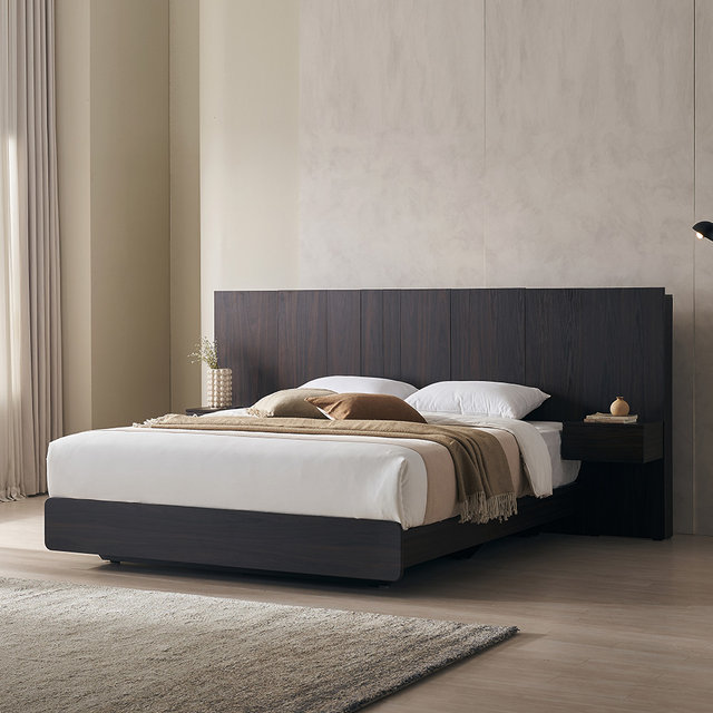 [비밀특가] 까르뎅차콜 E0등급 LED 호텔 평상형 침대프레임 퀸 Q