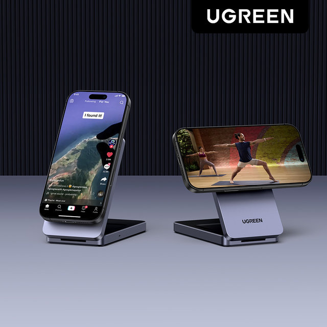 유그린 맥세이프 Qi2 무선 고속 폴더블 2in1 15W 충전기 W706