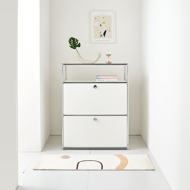 [위즈홈] 고강도 철제 미드센추리 모듈 가구 선반 거실 수납장 협탁 테이블 세로 2단 3color