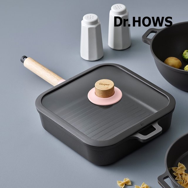 닥터하우스 보스크 인덕션 주물 사각 그릴 후라이팬 26cm