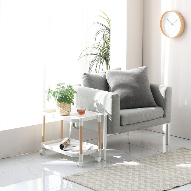 [위즈홈] 이동식 우디안 트롤리 수납 선반 /2단