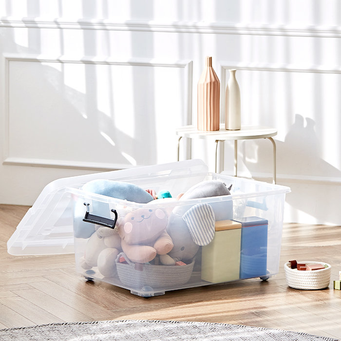 하우스레시피 이동식 투명 리빙박스 80L