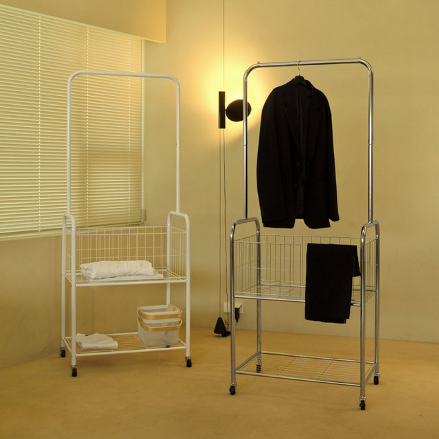 바인 이동식 수납 행거 (화이트/크롬)