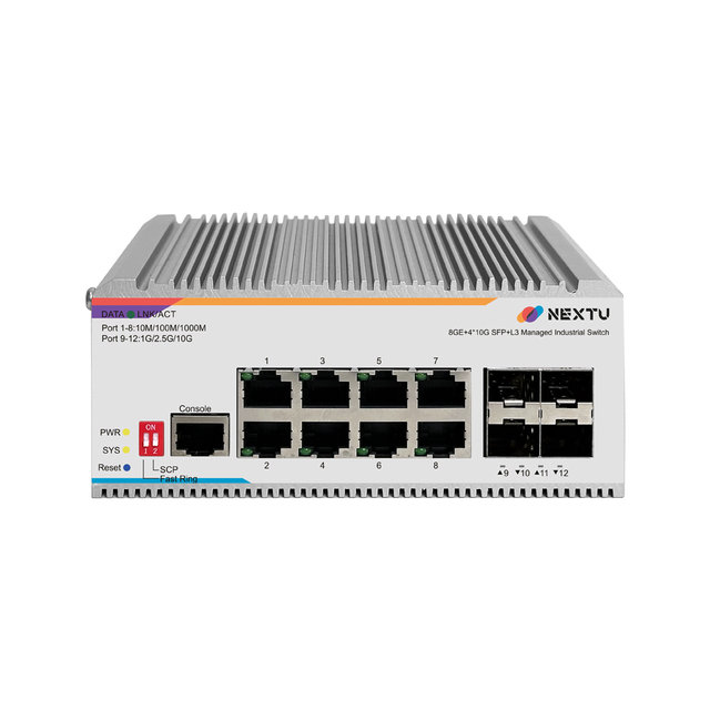 넥스트유 스요등 8748MDTL3-10G 산업용 8포트 1G TP+ 10G 4SFP+ L3 스위치허브