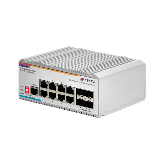 넥스트유 스요등 8748MDTL3-10G 산업용 8포트 1G TP+ 10G 4SFP+ L3 스위치허브