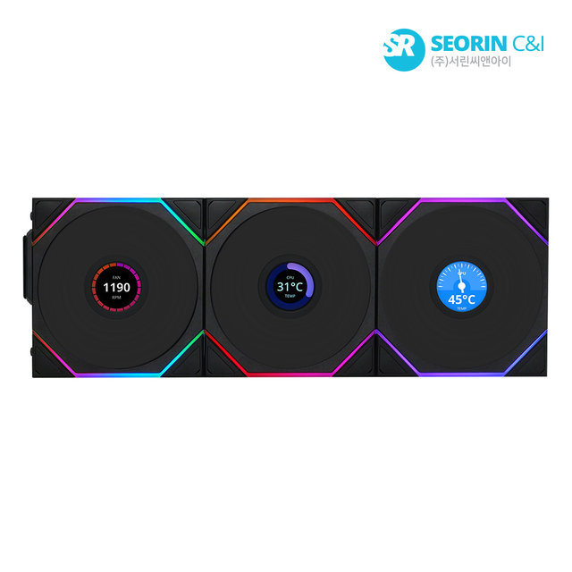 [서린공식] LIAN LI UNI FAN TL Wireless LCD 120 리버스 블랙 3팩