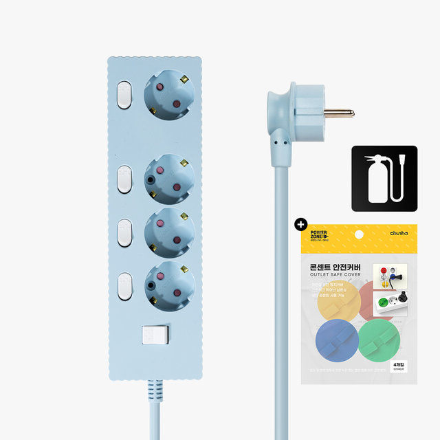국산 프리미엄 자동소화 고용량 웨이브 개별스위치 멀티탭 4구 1.5m