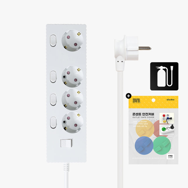 국산 프리미엄 자동소화 고용량 웨이브 개별스위치 멀티탭 4구 1.5m