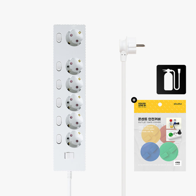 국산 프리미엄 자동소화 고용량 웨이브 개별스위치 멀티탭 6구 5m