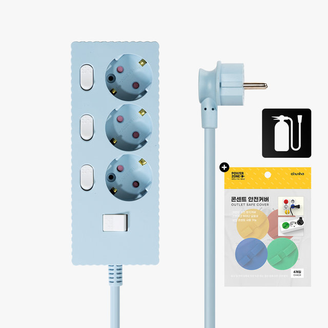 국산 프리미엄 자동소화 고용량 웨이브 개별스위치 멀티탭 3구 50cm