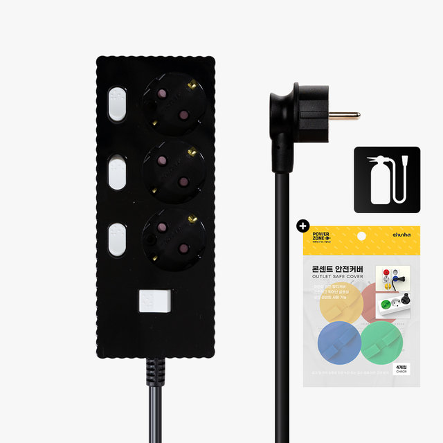 국산 프리미엄 자동소화 고용량 웨이브 개별스위치 멀티탭 3구 3m