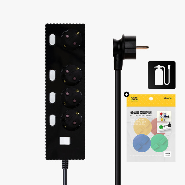 국산 프리미엄 자동소화 고용량 웨이브 개별스위치 멀티탭 4구 3m