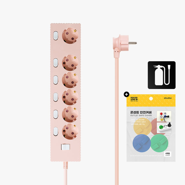 국산 프리미엄 자동소화 고용량 웨이브 개별스위치 멀티탭 6구 50cm