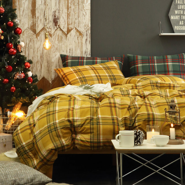 빈티지 체크 마이크로워싱 침구 차렵이불 Q