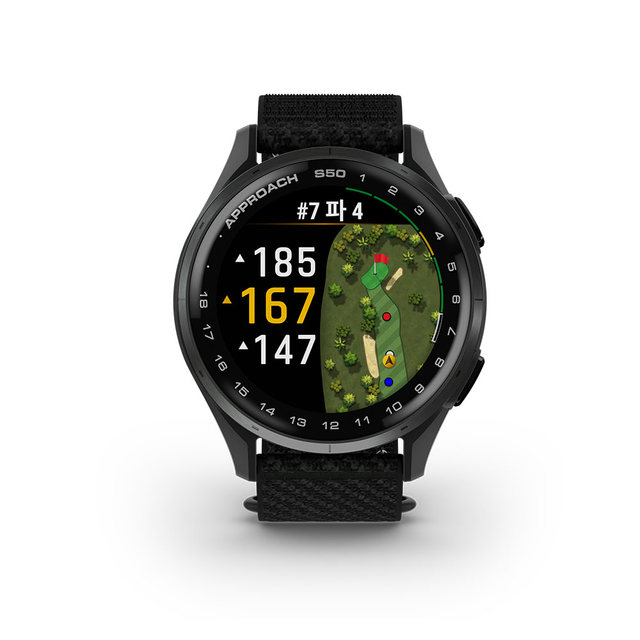 가민 어프로치 S50 43mm 나일론 블랙 골프 GPS 스마트워치