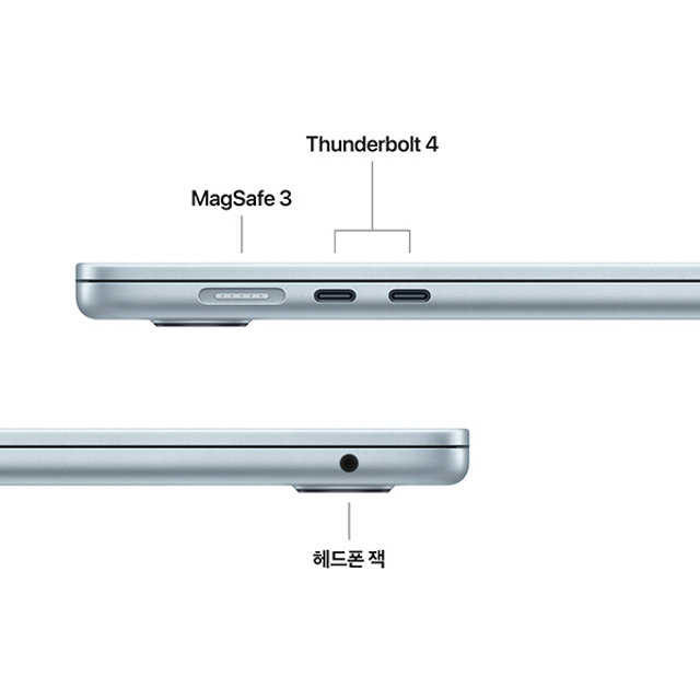 맥북에어 15 M4, 10코어 CPU, 10코어 GPU, 24GB RAM, 512GB SSD - 스카이블루 [MC7D4KH/A]