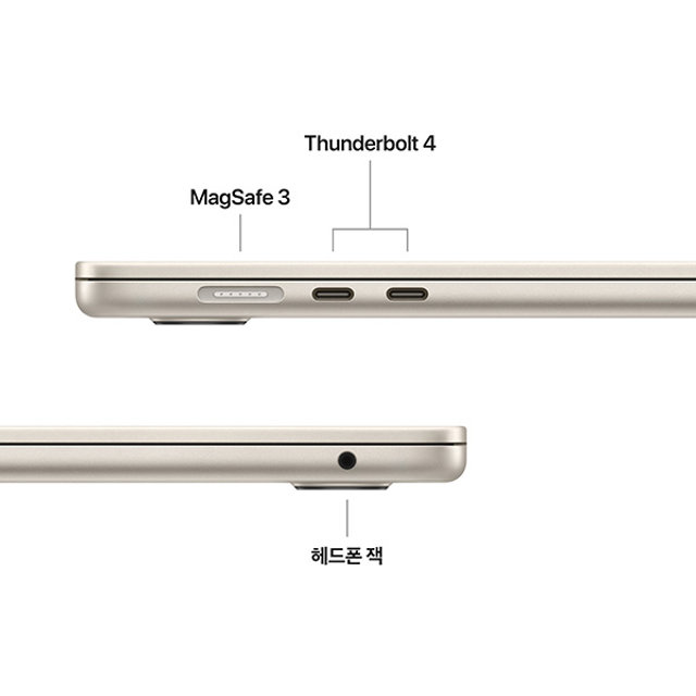 맥북에어 15 M4, 10코어 CPU, 10코어 GPU, 24GB RAM, 512GB SSD - 스타라이트 [MC6K4KH/A]