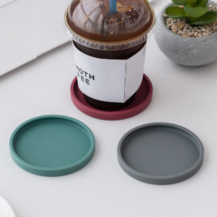 국산 플라이토 실리콘 마카롱 원형 컵받침 9cm
