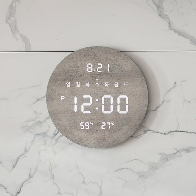 플라이토 무선 루나 데이 온습도 LED 벽시계 29cm