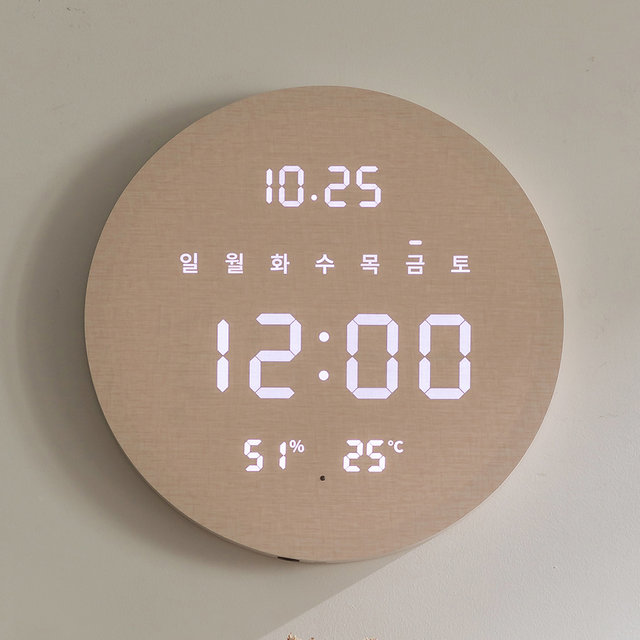플라이토 무선 루나 데이 온습도 LED 벽시계 29cm