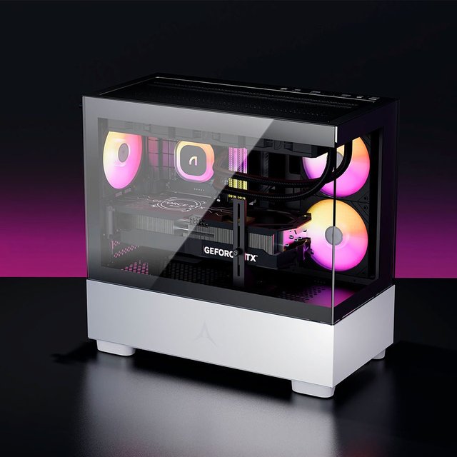 [앱코] U40M 블랙화이트 웨일샤크 ARGB BTF PC 케이스 고성능 쿨링 시스템