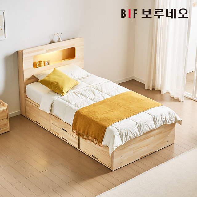 코지 4서랍 편백나무침대 원목 수납헤드 슈퍼싱글 프레임