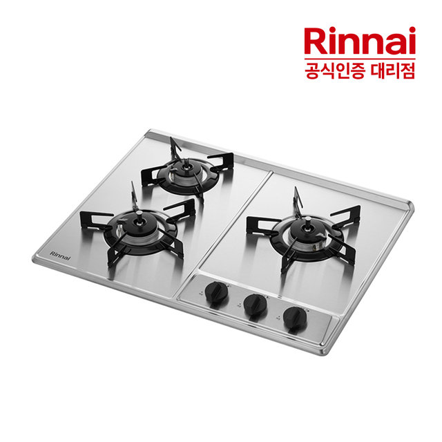 [전국설치]린나이 고화력 3구 빌트인 가스쿡탑 INBS301DJ 실버 가스레인지 2025년형 HM